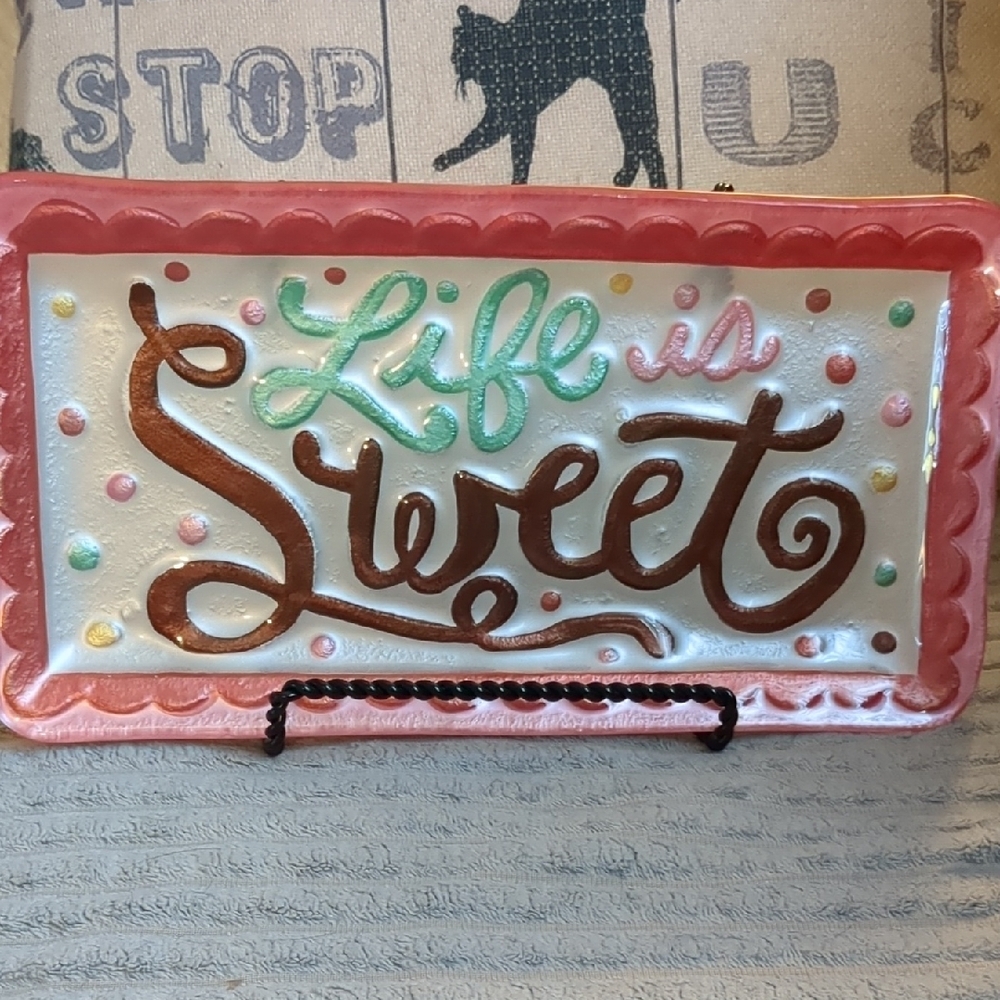 🎉🎉HP🎉🎉Colorful 'Life is Sweet' Decorative Tray NWOT